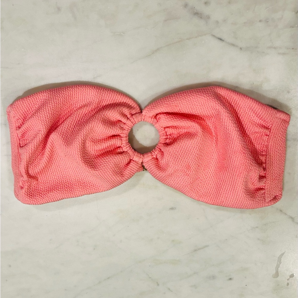 Melissa Odabash Pink strapless bikini top with attachable halter